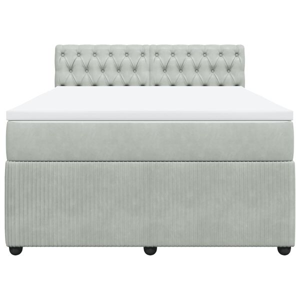vidaXL Sommier &agrave; lattes de lit et matelas Gris clair 140x200cm Velours