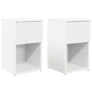 vidaXL Armoire de lit 2 pcs Blanc 29 x 31,5 x 49 cm Bois d'ing&eacute;nierie