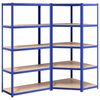vidaXL &Eacute;tag&egrave;res &agrave; 5 niveaux 2pcs Bleu Acier et bois d'ing&eacute;nierie
