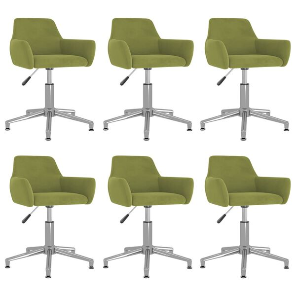 vidaXL Chaises pivotantes &agrave; manger lot de 6 vert clair velours
