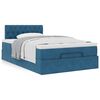 vidaXL Lit ottoman avec matelas bleu fonc&eacute; 120x190 cm velours
