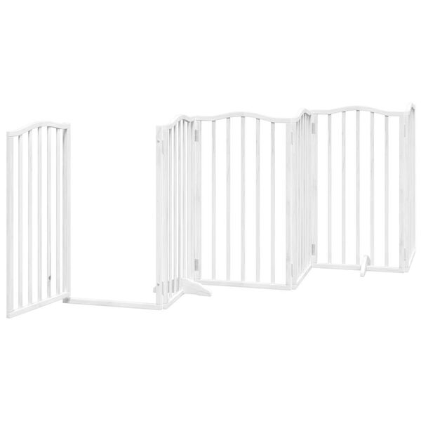 vidaXL Barri&egrave;re pour chiens et porte 6 panneaux blanc bois de peuplier