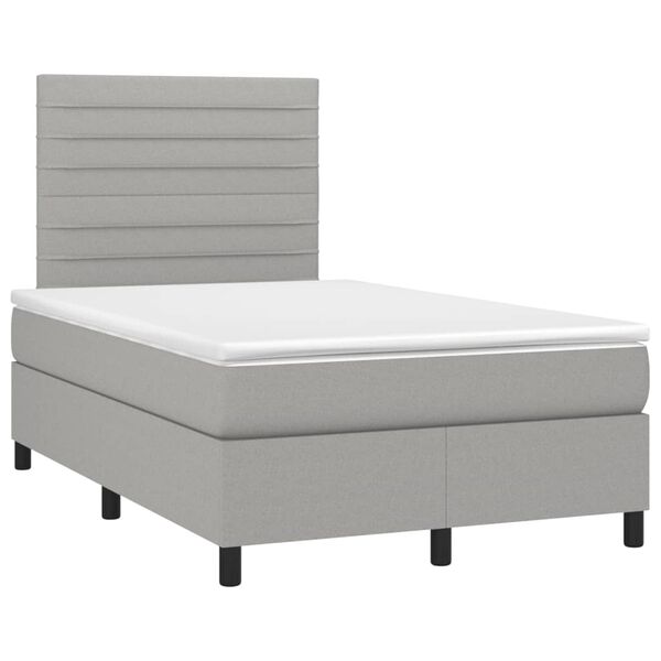 vidaXL Sommier &agrave; lattes de lit et matelas gris clair 120x190 cm tissu