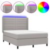 vidaXL Sommier &agrave; lattes de lit matelas LED Gris clair 140x200 cm Tissu