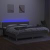 vidaXL Sommier &agrave; lattes de lit matelas LED Gris clair 200x200 cm Tissu