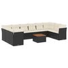 vidaXL Salon de jardin 11 pcs avec coussins noir r&eacute;sine tress&eacute;e