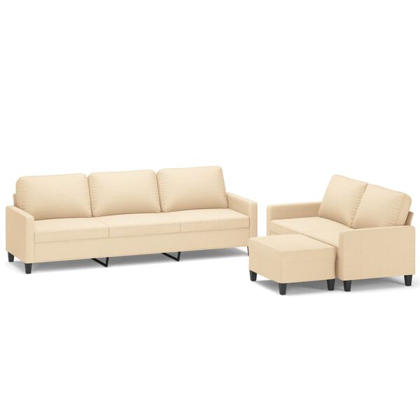 vidaXL Ensemble de canapés 3 pcs avec coussins Crème Tissu