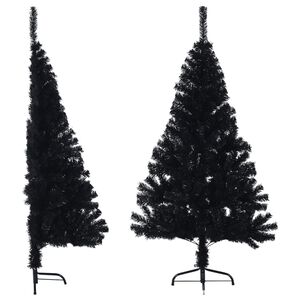 vidaXL Demi sapin de No&euml;l artificiel avec support Noir 120 cm PVC