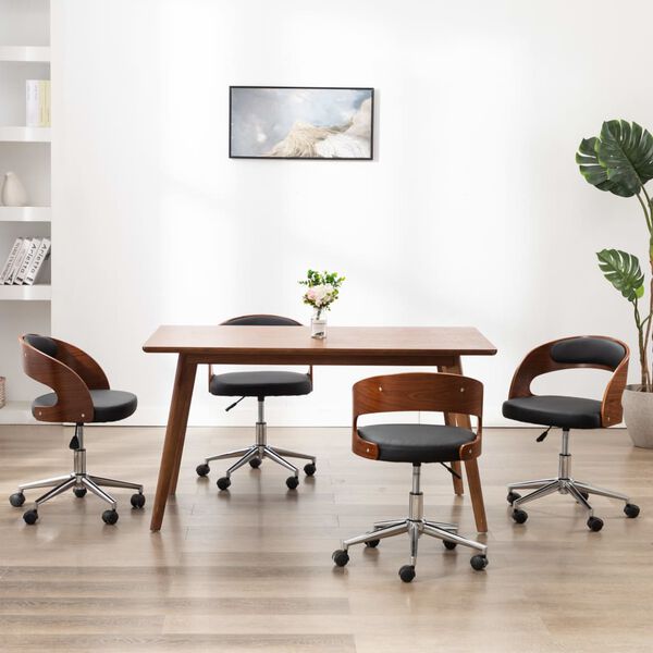 vidaXL Chaises pivotantes &agrave; manger lot de 4 bois courb&eacute; et similicuir