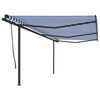 vidaXL Auvent automatique r&eacute;tractable et poteaux 6x3,5 m Bleu et blanc
