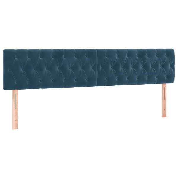 vidaXL T&ecirc;te de lit &agrave; LED Bleu fonc&eacute; 200x7x78/88 cm Velours
