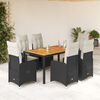 vidaXL Ensemble de bistro de jardin 7 pcs coussins noir poly rotin