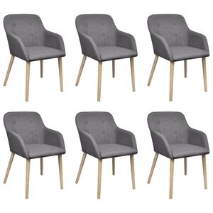 vidaXL Chaises &agrave; manger lot de 6 gris clair tissu et ch&ecirc;ne massif