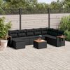 vidaXL Salon de jardin 9 pcs avec coussins noir r&eacute;sine tress&eacute;e
