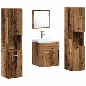 vidaXL Ensemble de mobilier de salle de bain 4 pcs Bois Ancien