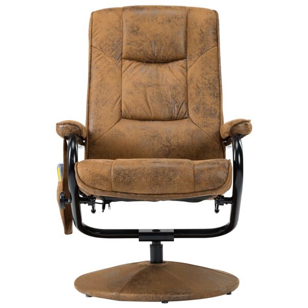 vidaXL Fauteuil de massage avec repose-pied Marron Similicuir daim