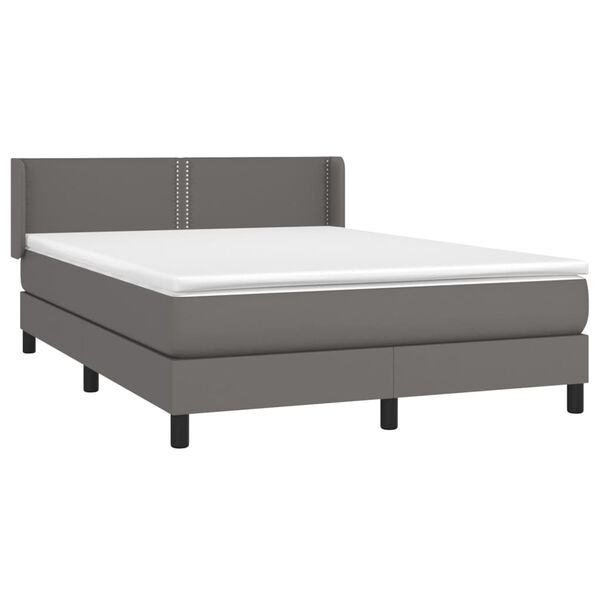 vidaXL Sommier &agrave; lattes de lit avec matelas Gris 140x200 cm Similicuir