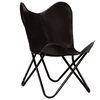 vidaXL Chaise papillon noir taille pour enfants cuir véritable
