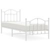 vidaXL Cadre de lit m&eacute;tal sans matelas avec pied de lit blanc 90x190cm
