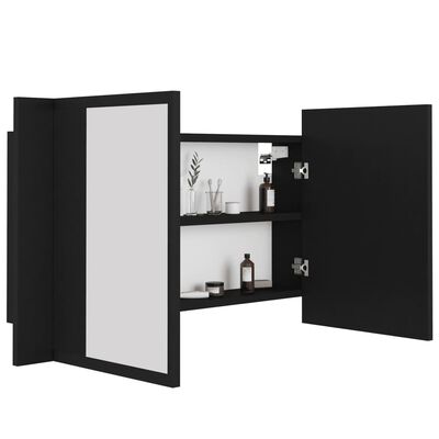 vidaXL Armoire de salle de bain à miroir à LED Noir 80x12x45 cm