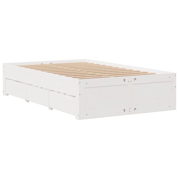 vidaXL Cadre de lit sans matelas avec tiroirs 135x190 cm bois de pin