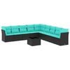 vidaXL Salon de jardin 10 pcs avec coussins noir r&eacute;sine tress&eacute;e