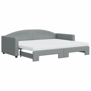 vidaXL Lit de jour avec gigogne et matelas gris clair 90x200 cm tissu