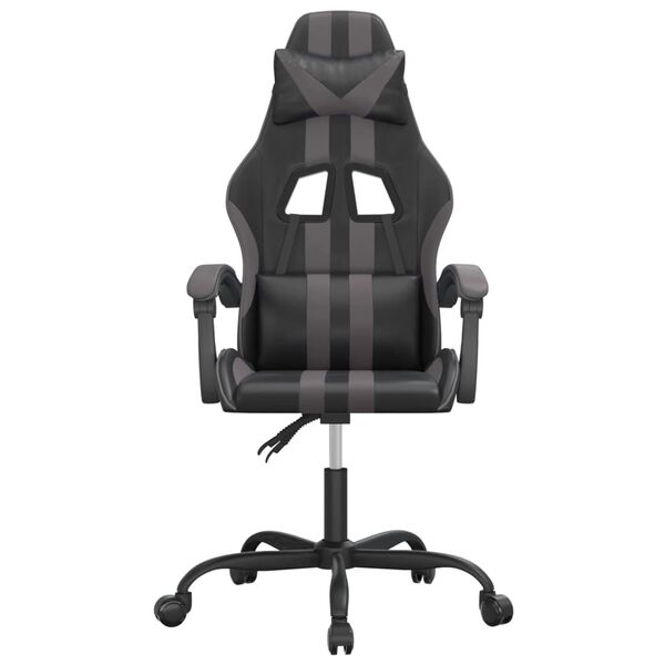 vidaXL Chaise de jeu pivotante Noir et gris Similicuir