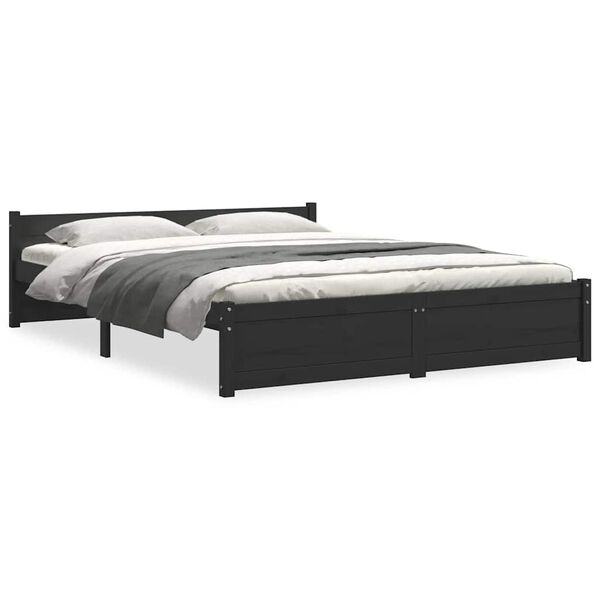 vidaXL Cadre de lit sans matelas noir bois massif 140x190 cm