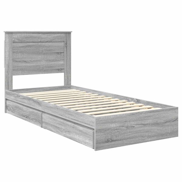 vidaXL Lit de Rangement Gris Sonoma 75 x 190 cm Bois d'ingénierie