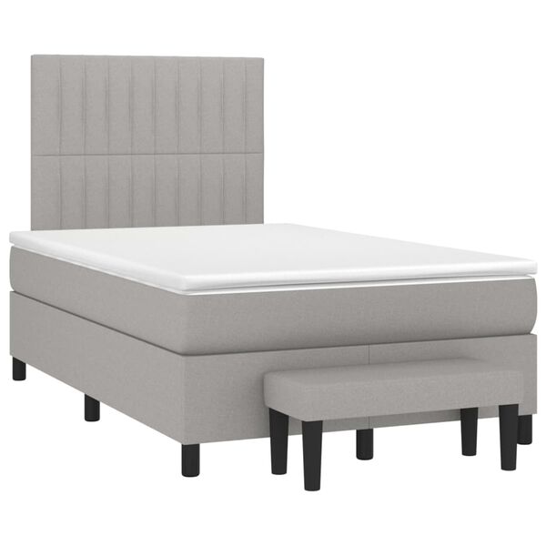vidaXL Sommier &agrave; lattes de lit avec matelas Gris clair 120x200cm Tissu
