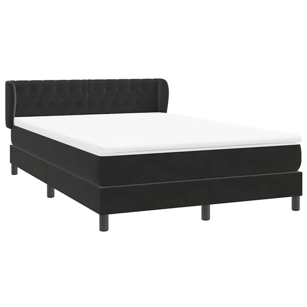 vidaXL Sommier &agrave; lattes de lit avec matelas noir 160x220 cm velours