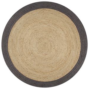 vidaXL Tapis fait &agrave; la main Jute avec bord gris fonc&eacute; 90 cm