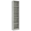 vidaXL Biblioth&egrave;que &agrave; 5 niveaux Gris b&eacute;ton 40x24x175cm Bois ing&eacute;nierie