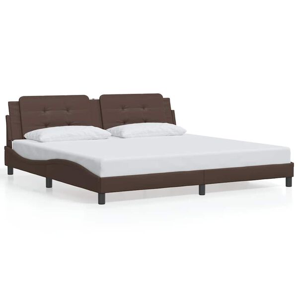 vidaXL Cadre de lit sans matelas Zadar marron 200x200 cm similicuir