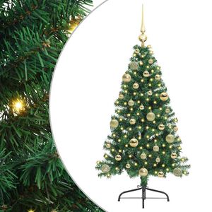 vidaXL Sapin de No&euml;l artificiel pr&eacute;-&eacute;clair&eacute; Vert 120 cm PVC