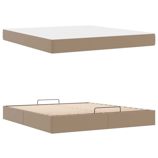 vidaXL Cadre de lit avec matelas avec matelas 2 pcs Tan PVC