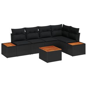 vidaXL Ensemble de canap&eacute; de jardin avec coussin 6 pcs Noir Poly rotin