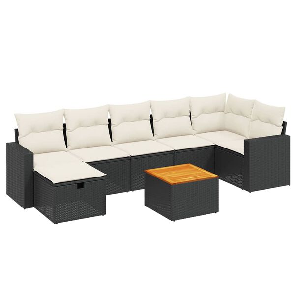 vidaXL Salon de jardin 8 pcs avec coussins noir r&eacute;sine tress&eacute;e
