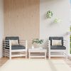 vidaXL Chaises de jardin et coussins lot de 2 blanc bois de pin massif