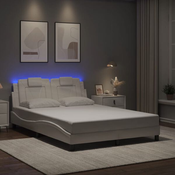vidaXL Cadre de lit Viana avec LED sans matelas blanc 140x200 cm