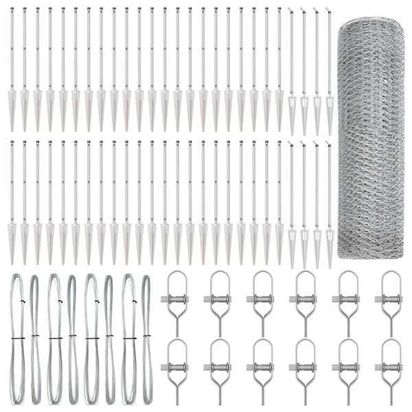 vidaXL Poteau de cl&ocirc;ture. Argent&eacute; 100 x 1 m (maille de 25 mm) Acier