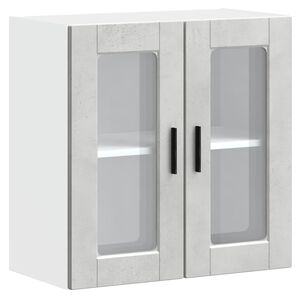 vidaXL Armoire murale de cuisine avec porte en verre Porto gris b&eacute;ton