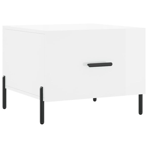 vidaXL Table basse blanc brillant 50x50x40 cm bois d'ing&eacute;nierie