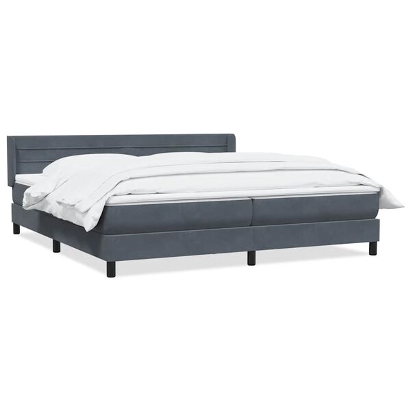 vidaXL Sommier &agrave; lattes de lit et matelas gris fonc&eacute; 200x210cm velours
