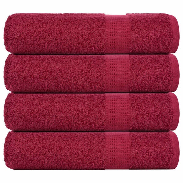vidaXL Serviettes de bain FROGN 4 pcs bordeaux 100x150cm 360 g/m&sup2;