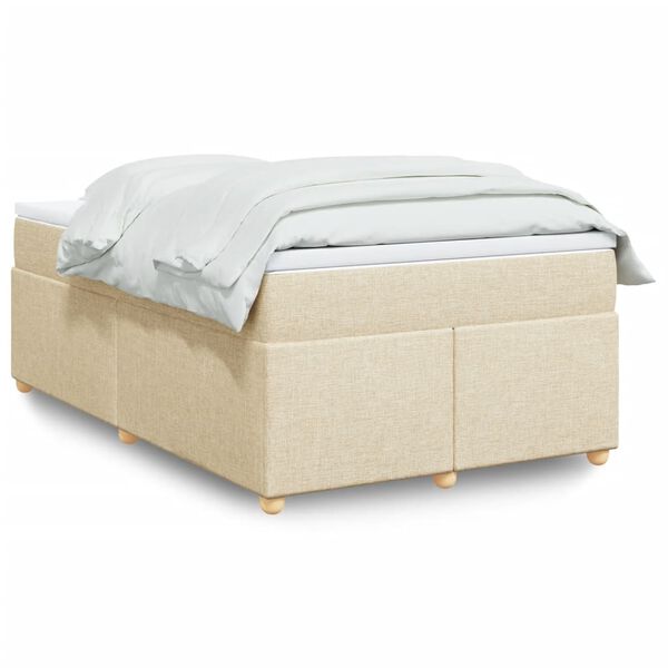 vidaXL Sommier &agrave; lattes de lit avec matelas cr&egrave;me 120x190 cm tissu
