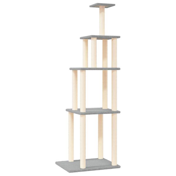 vidaXL Arbre &agrave; chat avec griffoirs en sisal gris clair 183 cm