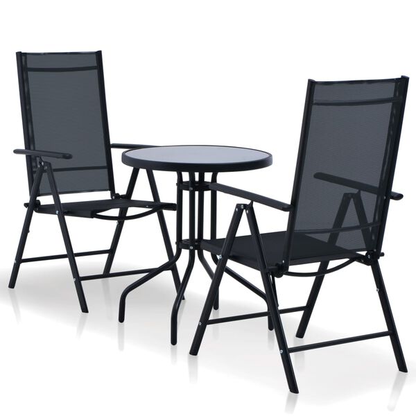 vidaXL Mobilier de bistro 3 pcs Aluminium et textil&egrave;ne Noir