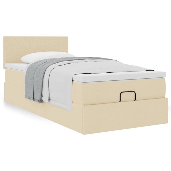 vidaXL Lit ottoman avec matelas cr&egrave;me 100x200 cm tissu
